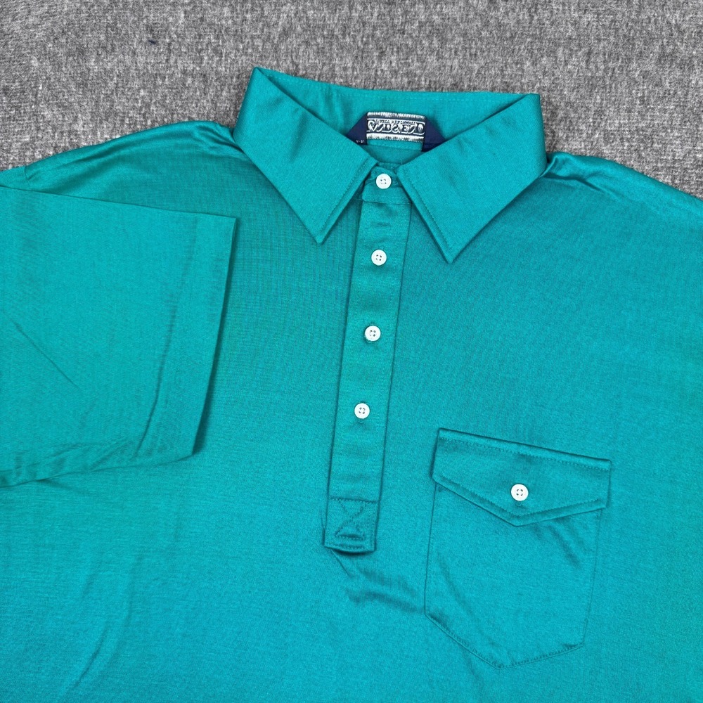Vintage Lands End Polo‎ Shirt Mens XL Green Rugby Eagle Peacock Preppy 80s NWT
